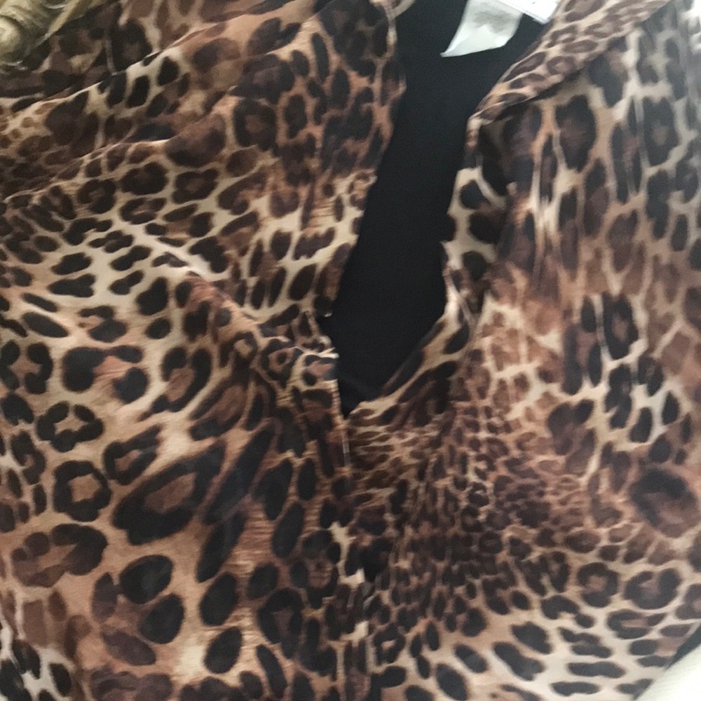 Leopard Print Wrap Bodysuit in Brown and Black - Picture 2 of 7
